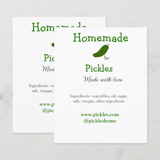 Homemade pickles made with love add text website (Front/Back)
