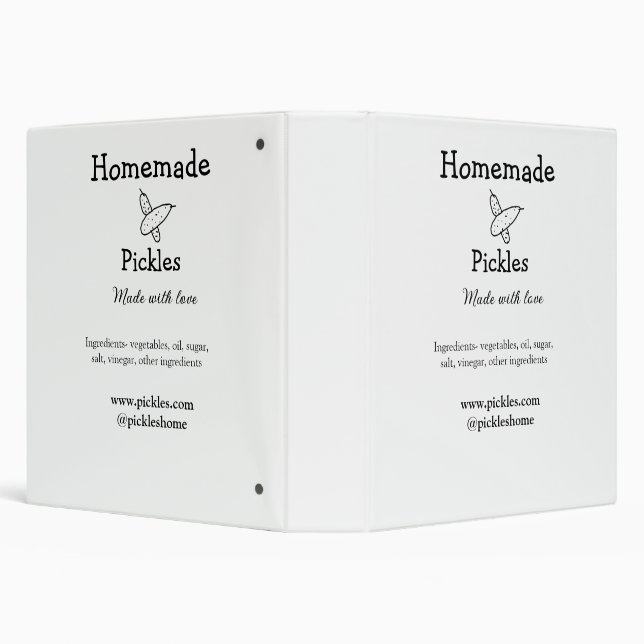 Homemade pickles made with love add text website 3 ring binder (Background)