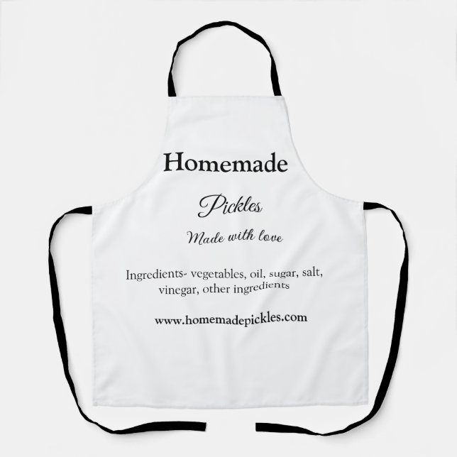Homemade pickles made with love add text website apron (Front)