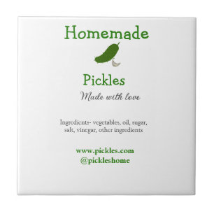 Homemade pickles made with love add text website ceramic tile