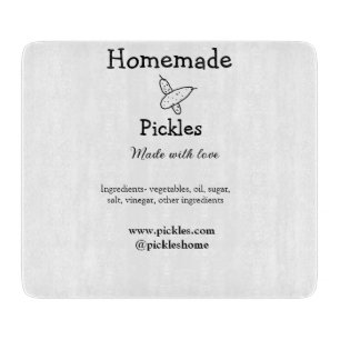 Homemade pickles made with love add text website cutting board