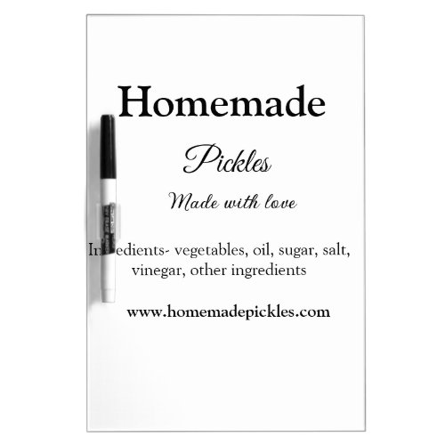Homemade pickles made with love add text website dry erase board