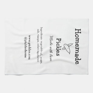 Homemade pickles made with love add text website kitchen towel