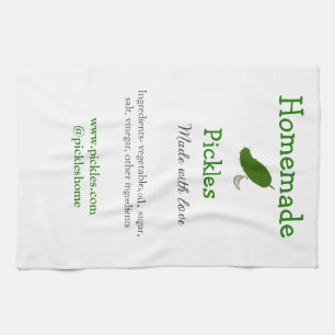 Homemade pickles made with love add text website kitchen towel