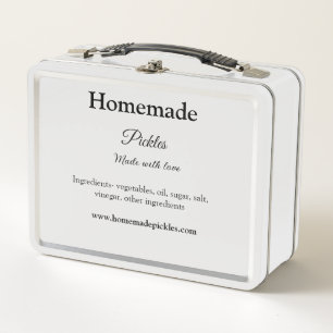 Homemade pickles made with love add text website metal lunch box