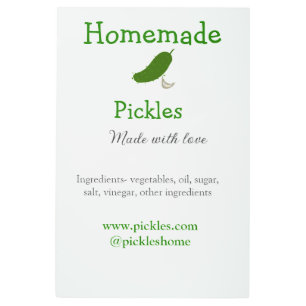 Homemade pickles made with love add text website metal print