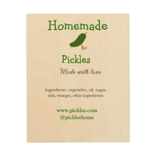 Homemade pickles made with love add text website wood wall art