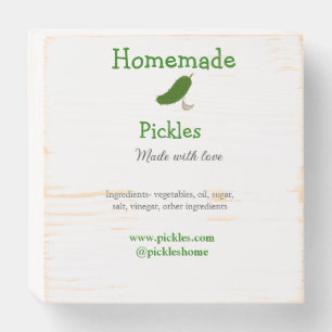 Homemade pickles made with love add text website wooden box sign