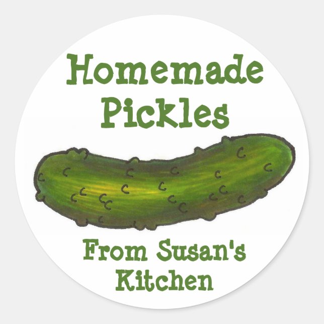 Homemade Pickles Personalized Green Dill Pickle Classic Round Sticker (Front)