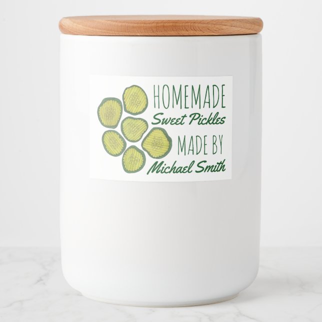 Homemade Pickles Sweet Chips Dill Pickle Shop Food Label (Front)