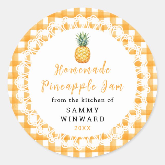 Homemade Pineapple Jam Jar Label (Front)
