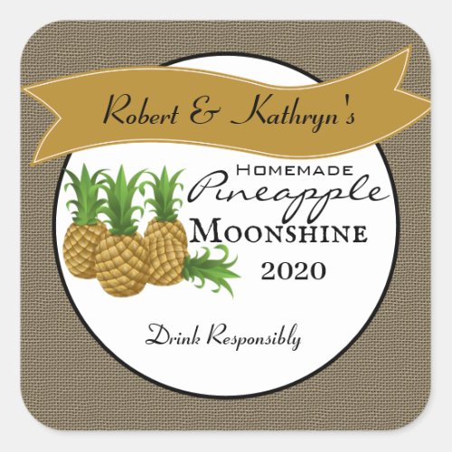 Homemade Pineapple Moonshine Personalized Square Sticker