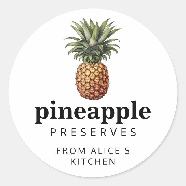 Homemade Pineapple preserves label (Front)