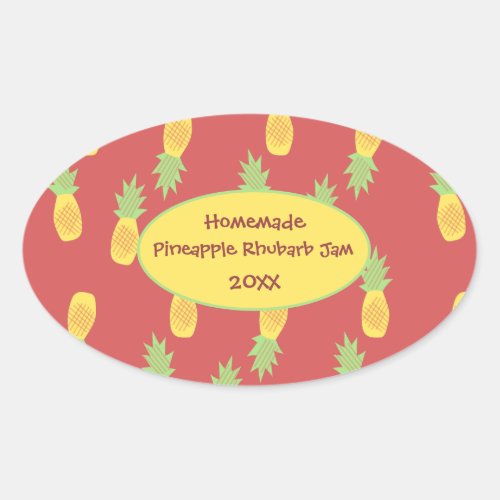 Homemade Pineapple Rhubarb Jam Canning Jar Label