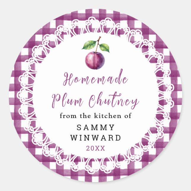 Homemade Plum Chutney Jar Label (Front)
