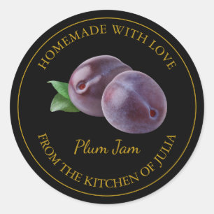 Homemade Plum Jam Label Black
