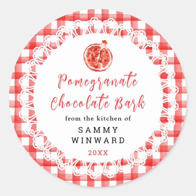 Homemade Pomegranate Chocolate Bark Label (Front)
