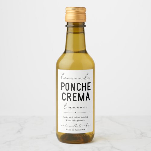 Homemade Ponche Crema Liqueur Bottle Label