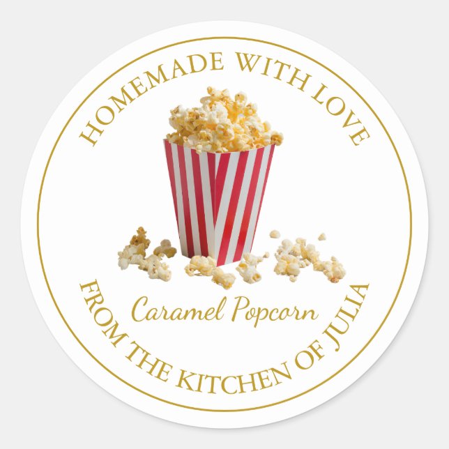 Homemade Popcorn Label | White (Front)