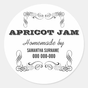 Homemade preserves jam jar stickers ROUND