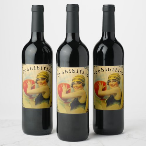 Homemade Prohibition Flapper Era Beach Wine Vino  Wine Label