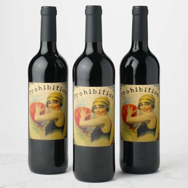 Homemade Prohibition Flapper Era Beach Wine Vino  Wine Label (Bottles)