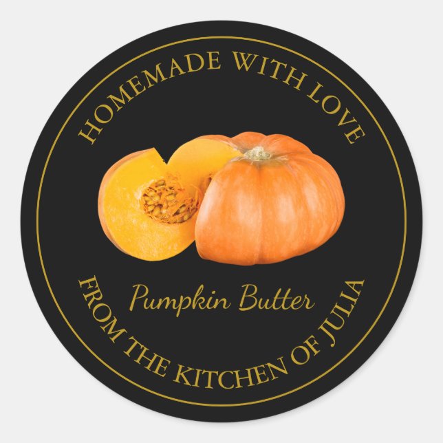 Homemade Pumpkin Butter Label | Black (Front)