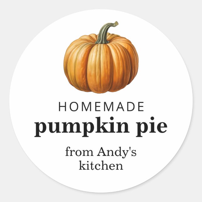 Homemade pumpkin pie label  (Front)