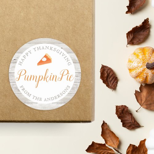 Homemade Pumpkin Pie Thanksgiving Baking Gift Classic Round Sticker