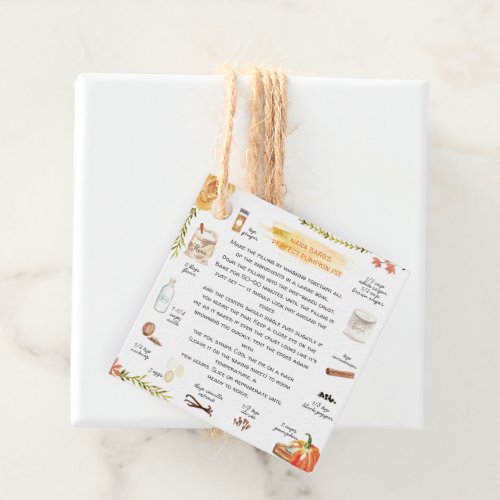 Homemade Pumpkin Pie  Thanksgiving Favor Tag