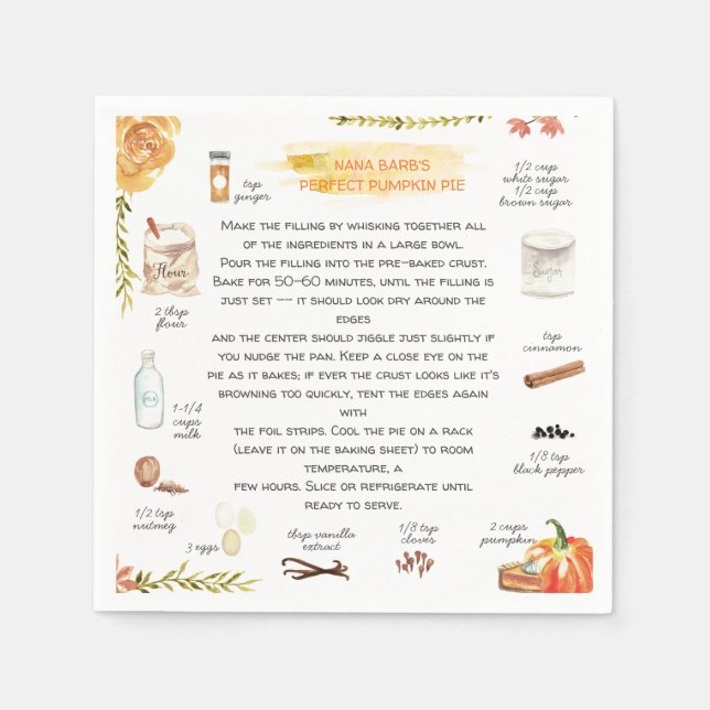 Homemade Pumpkin Pie | Thanksgiving Friendsgiving Napkins (Front)