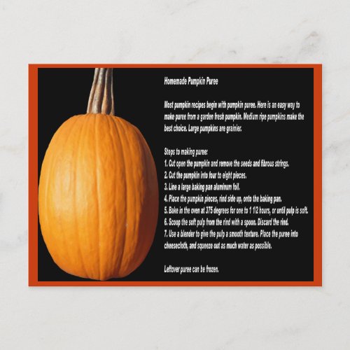 Homemade Pumpkin Puree Recipe Postcard