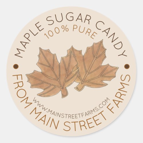 Homemade Pure Organic Maple Sugar Candy Vermont Classic Round Sticker