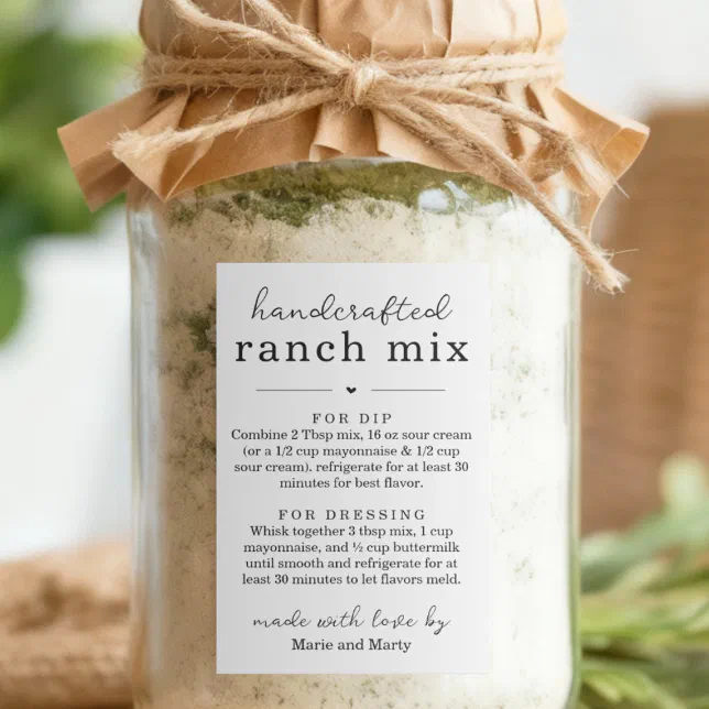 Homemade Ranch Mix Gift Labels | Zazzle