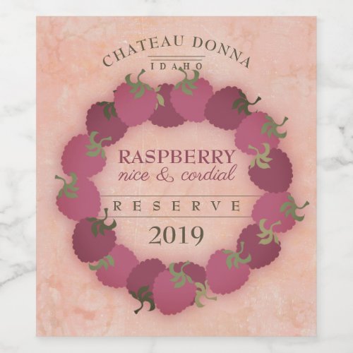 Homemade raspberry cordial wine personalized wine label