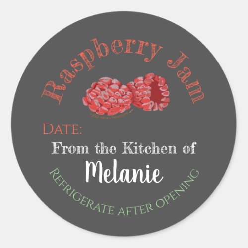 Homemade Raspberry Jam Chalk Art Canning Jar Lid Classic Round Sticker