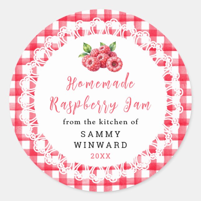 Homemade Raspberry Jam Jar Label (Front)