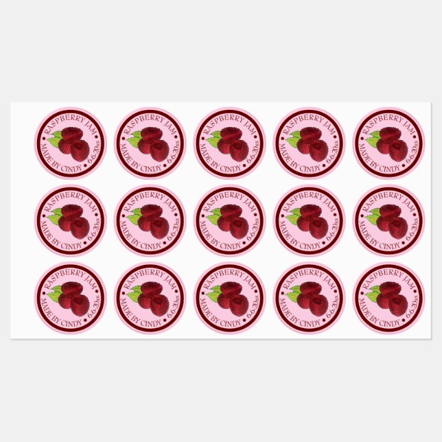 Homemade Raspberry Jam Jelly Preserves Canned By Labels (Sheet)