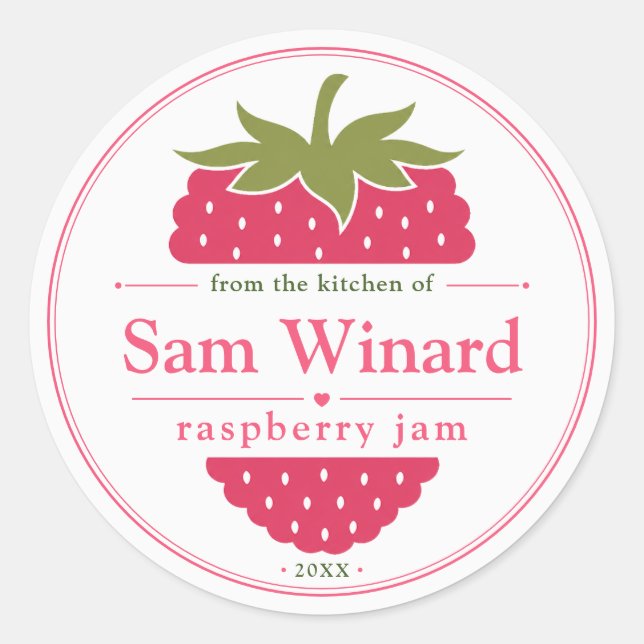 Homemade Raspberry Jam Kitchen Label (Front)