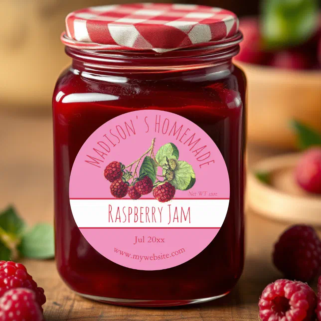 Homemade Raspberry Jam Labels | Zazzle