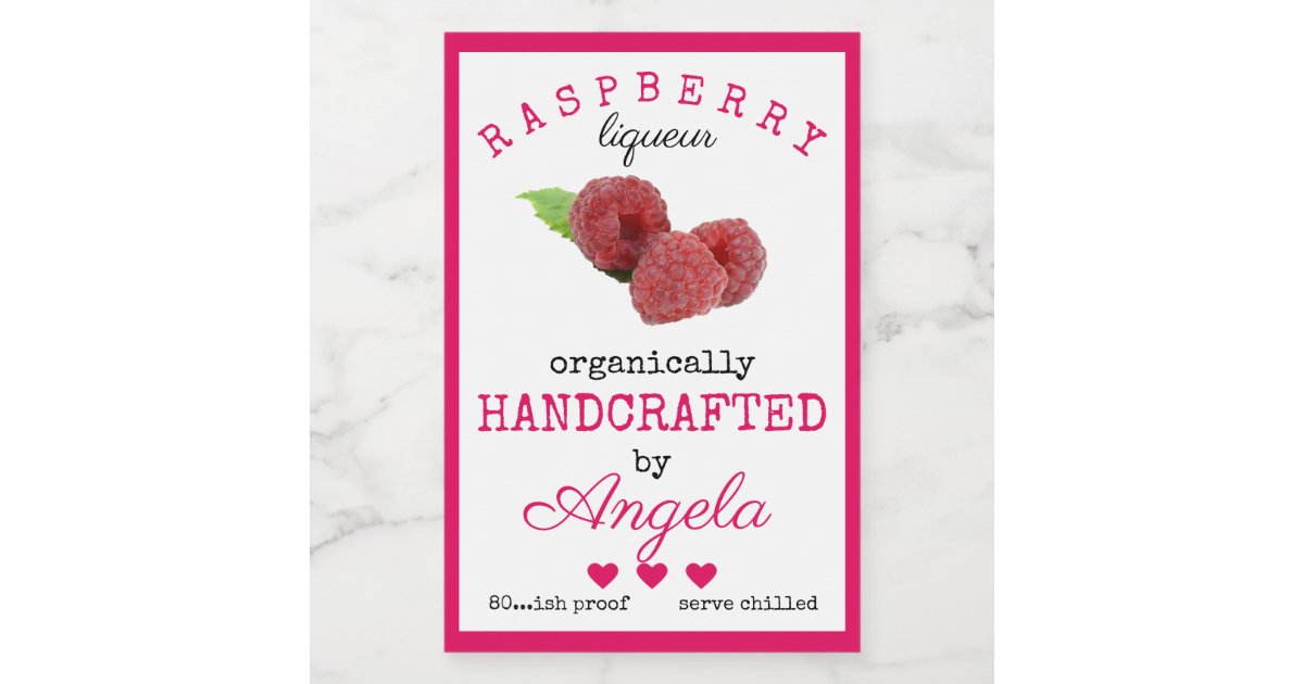 Homemade Raspberry Liqueur Bottle Label | | Zazzle