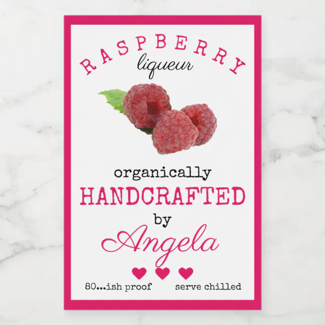 Homemade Raspberry Liqueur Bottle Label | | Zazzle