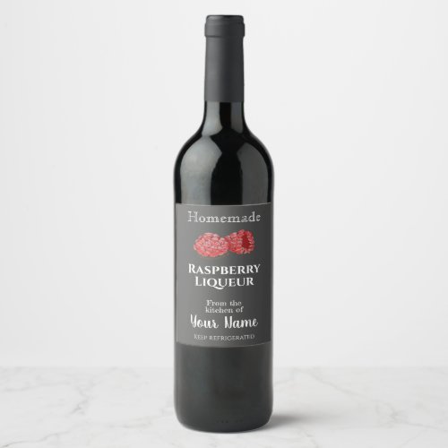 Homemade Raspberry Liqueur Your Name Chalk Art  Wine Label