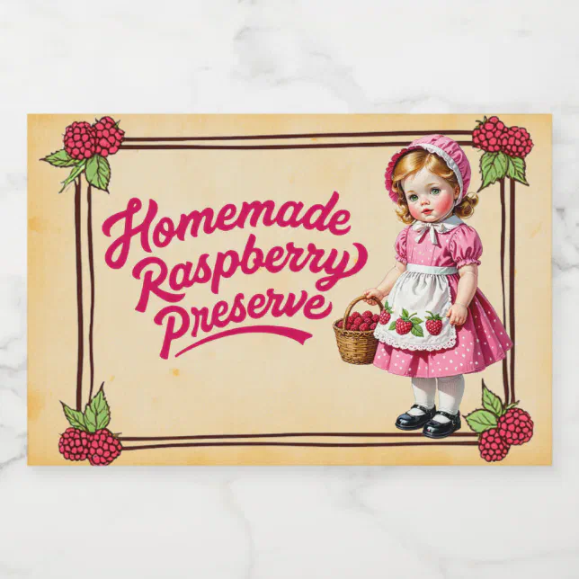 Oppy Label Raspberry Homemade Raspberry Preserve - Vintage Food Label | Zazzle