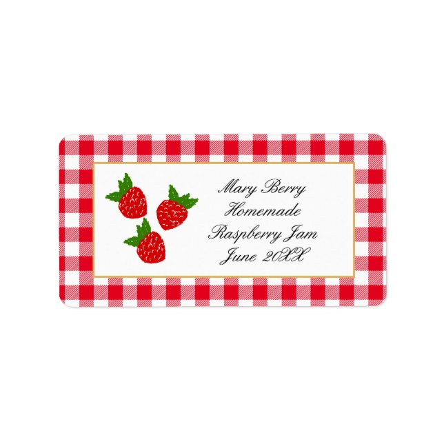 Homemade raspberry sum mer fruit jam hamper label (Front)