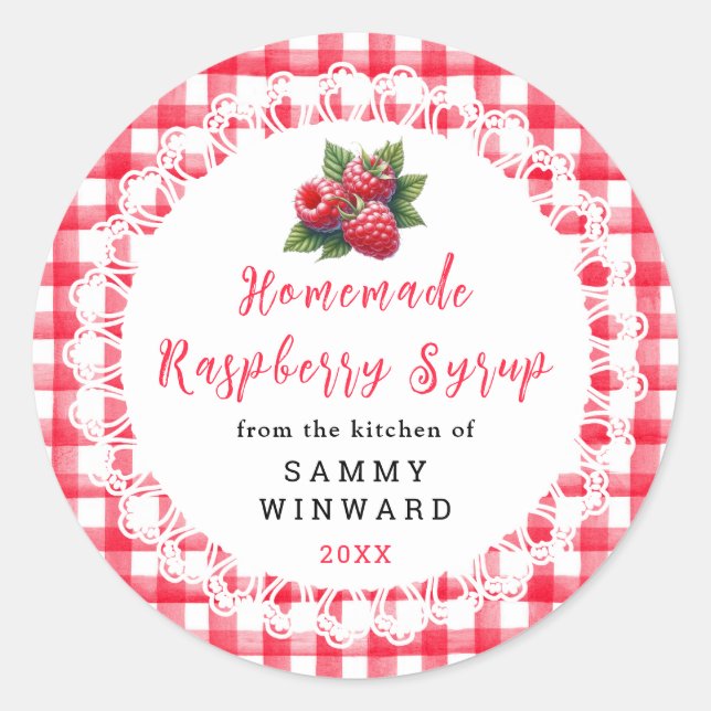 Homemade Raspberry Syrup Label (Front)