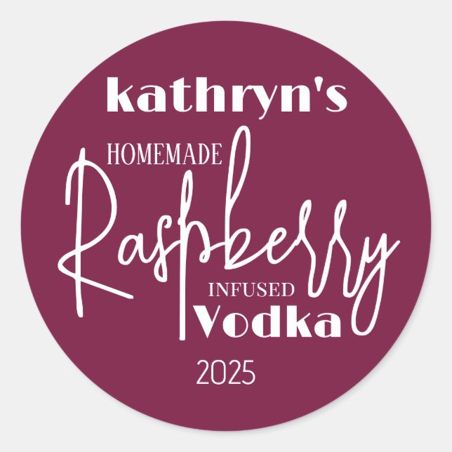 Homemade Raspberry Vodka Personalized Label (Front)