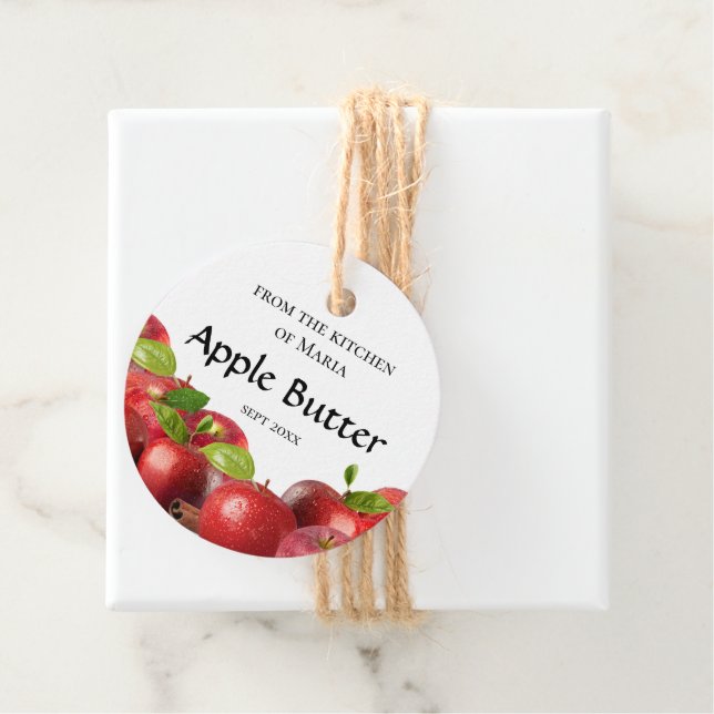Homemade Red Apple Butter Spread Canning 2 inches Favor Tags (In Situ)