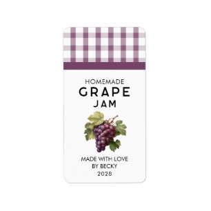 Homemade red grape jam preserve label