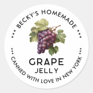 Homemade Red Grapes jelly canning label